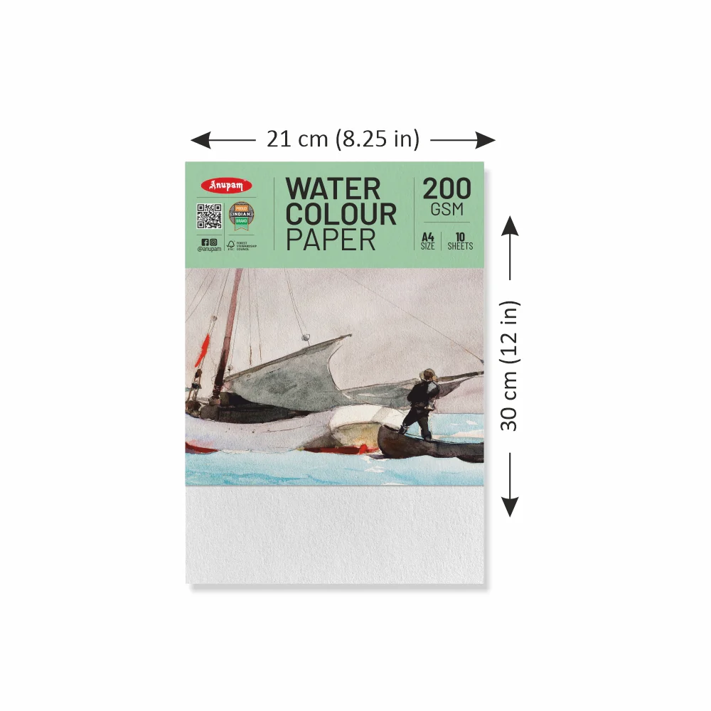 Anupam Watercolour Paper Loose Sheets-Natural white-Grained Surface-Cold Pressed-(200 and 300 GSM) - Image 9