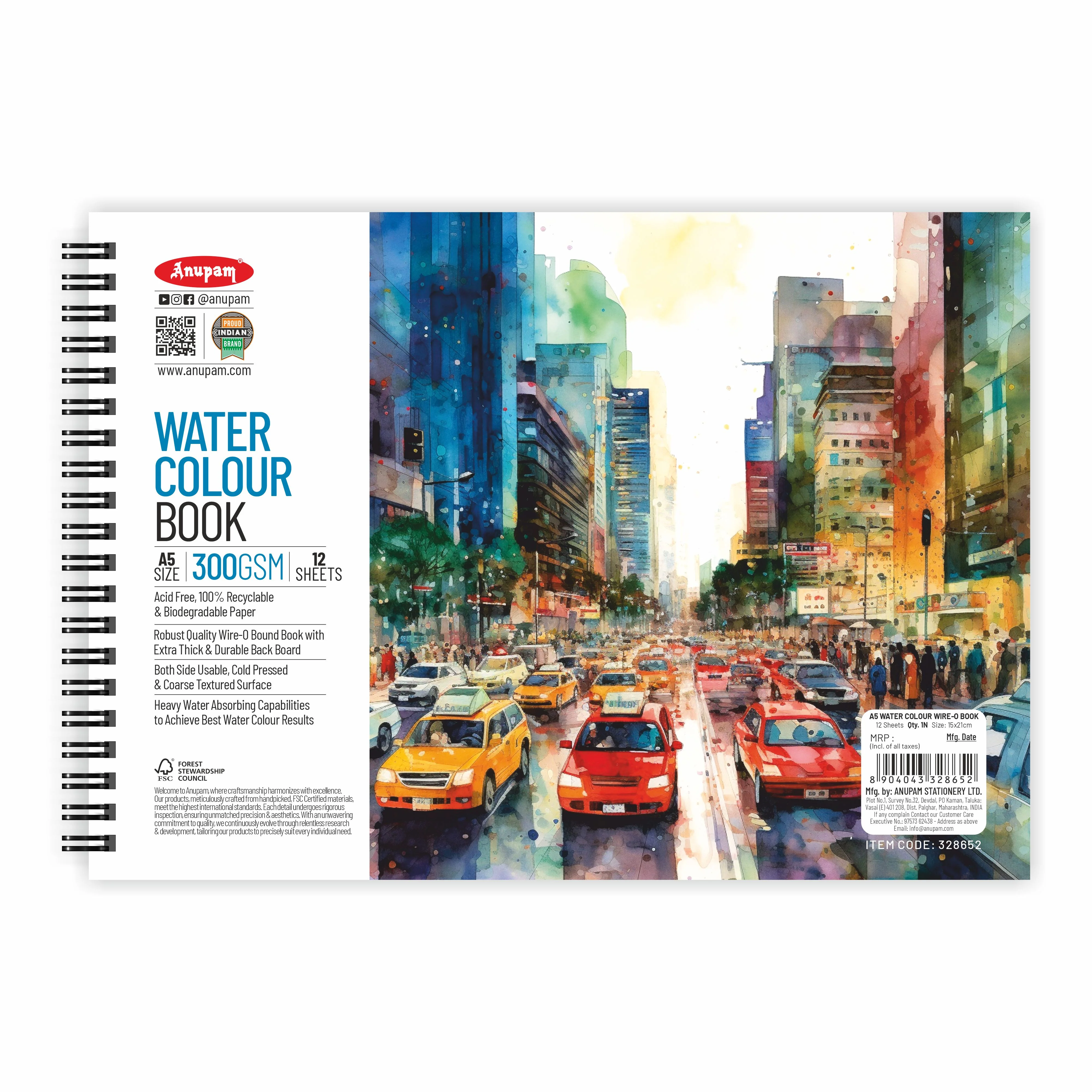 Anupam Watercolour Paper Wireo Book -Cold Pressed-natural White-(200 GSM & 300 GSM) - Image 20