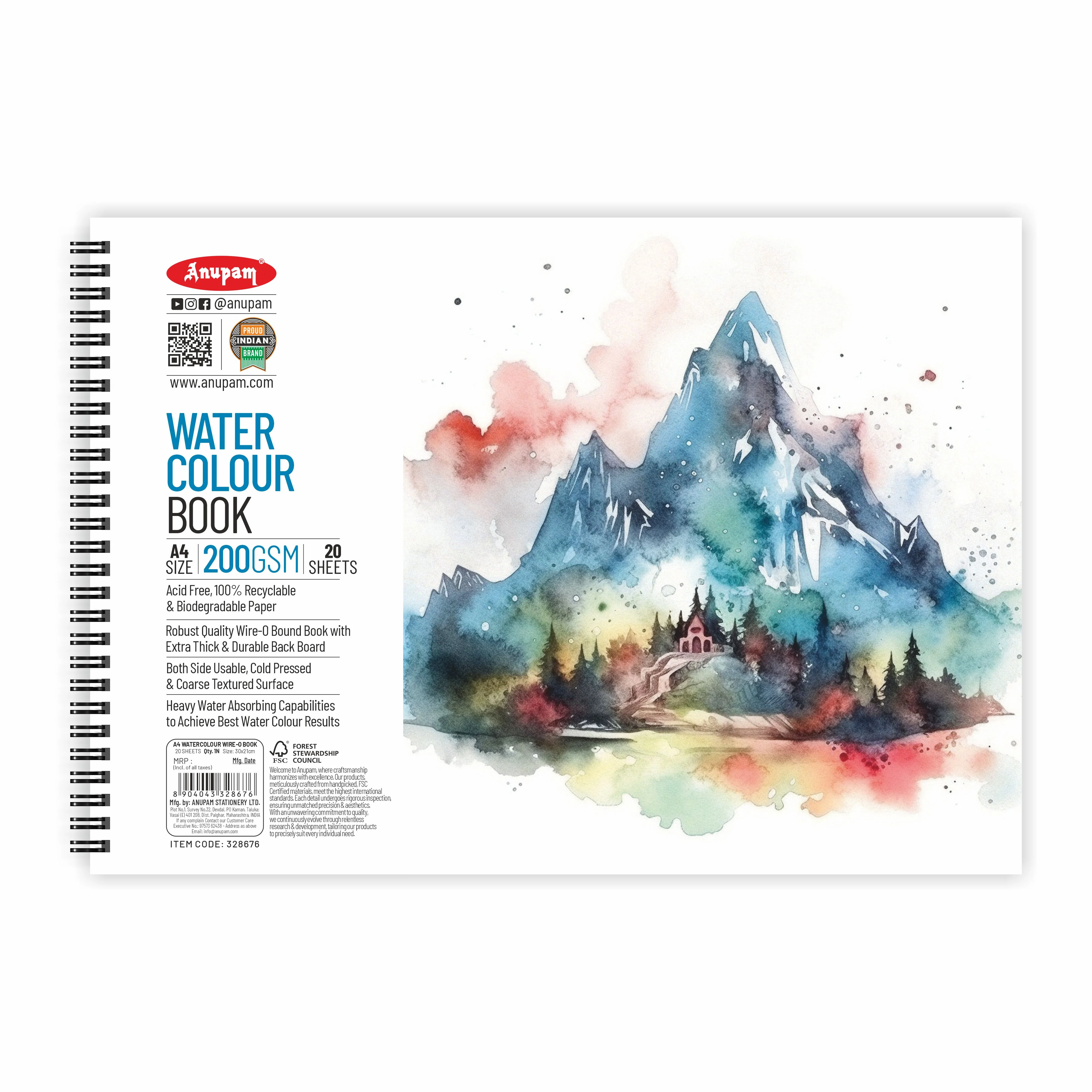 Anupam Watercolour Paper Wireo Book -Cold Pressed-natural White-(200 GSM & 300 GSM) - Image 7