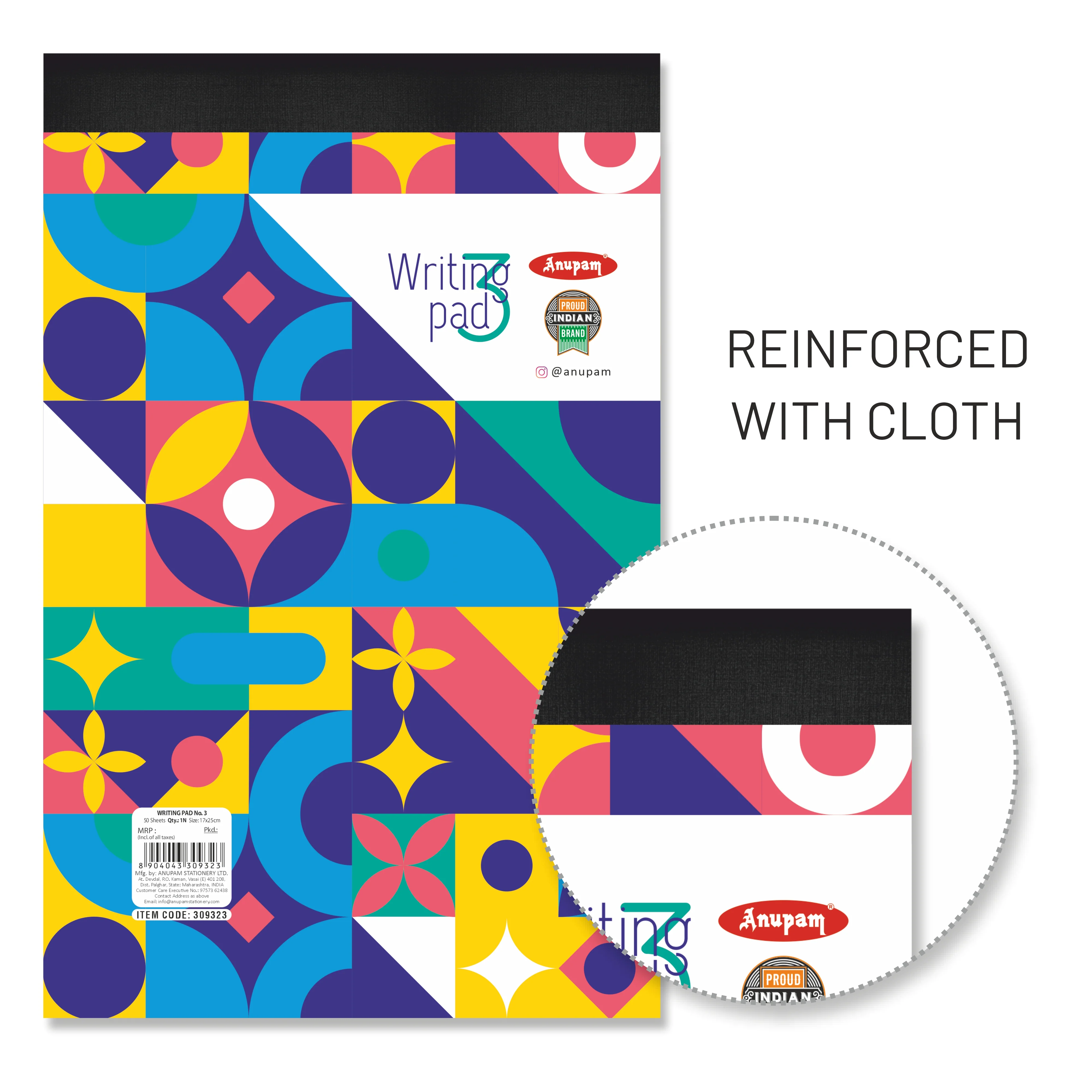 Anupam Writing Pad – Wide Ruled Lined Paper-80 GSM-Micro Perforated with Durable Cardboard Backing for School-College- Office - Image 20