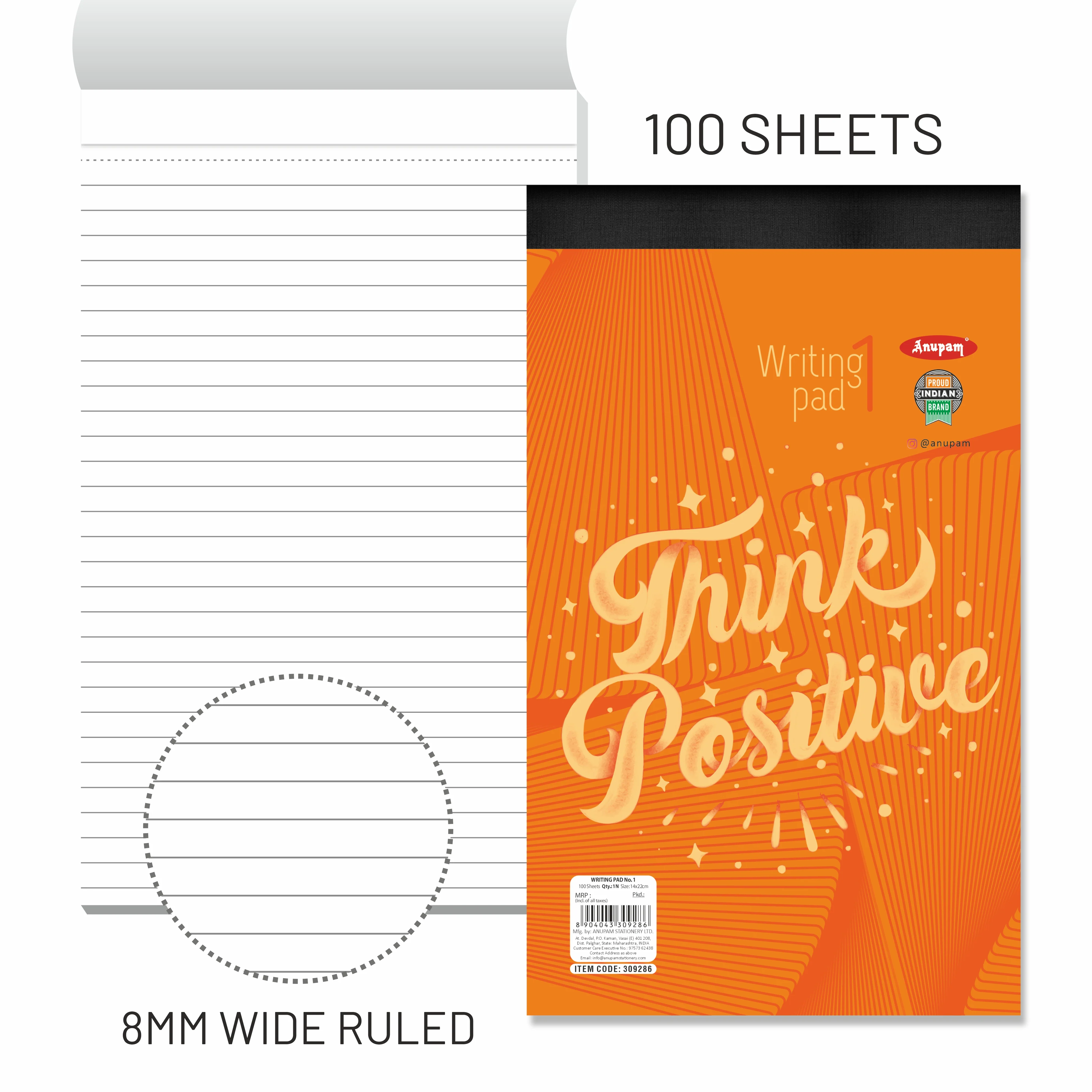 Anupam Writing Pad – Wide Ruled Lined Paper-80 GSM-Micro Perforated with Durable Cardboard Backing for School-College- Office - Image 34