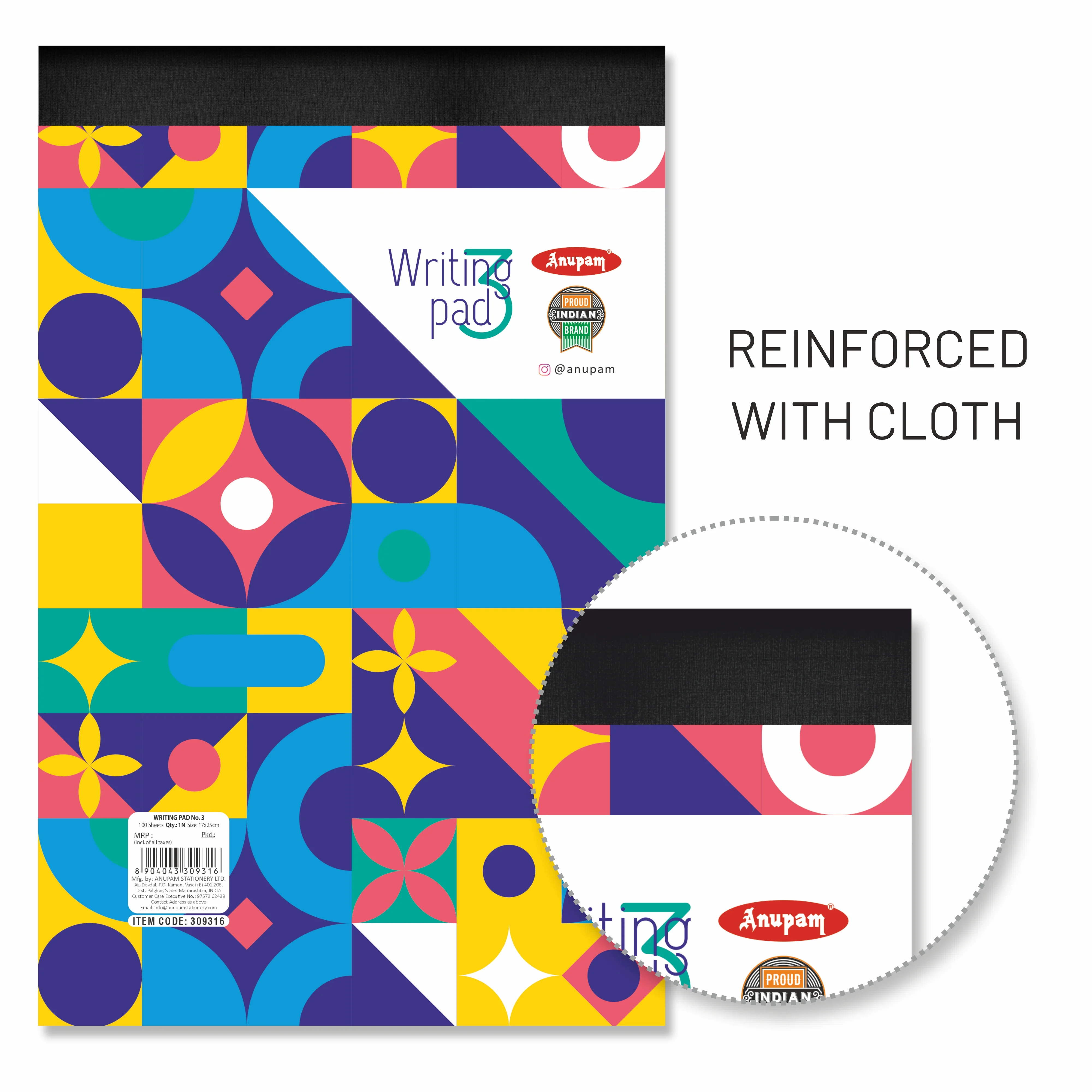Anupam Writing Pad – Wide Ruled Lined Paper-80 GSM-Micro Perforated with Durable Cardboard Backing for School-College- Office - Image 56