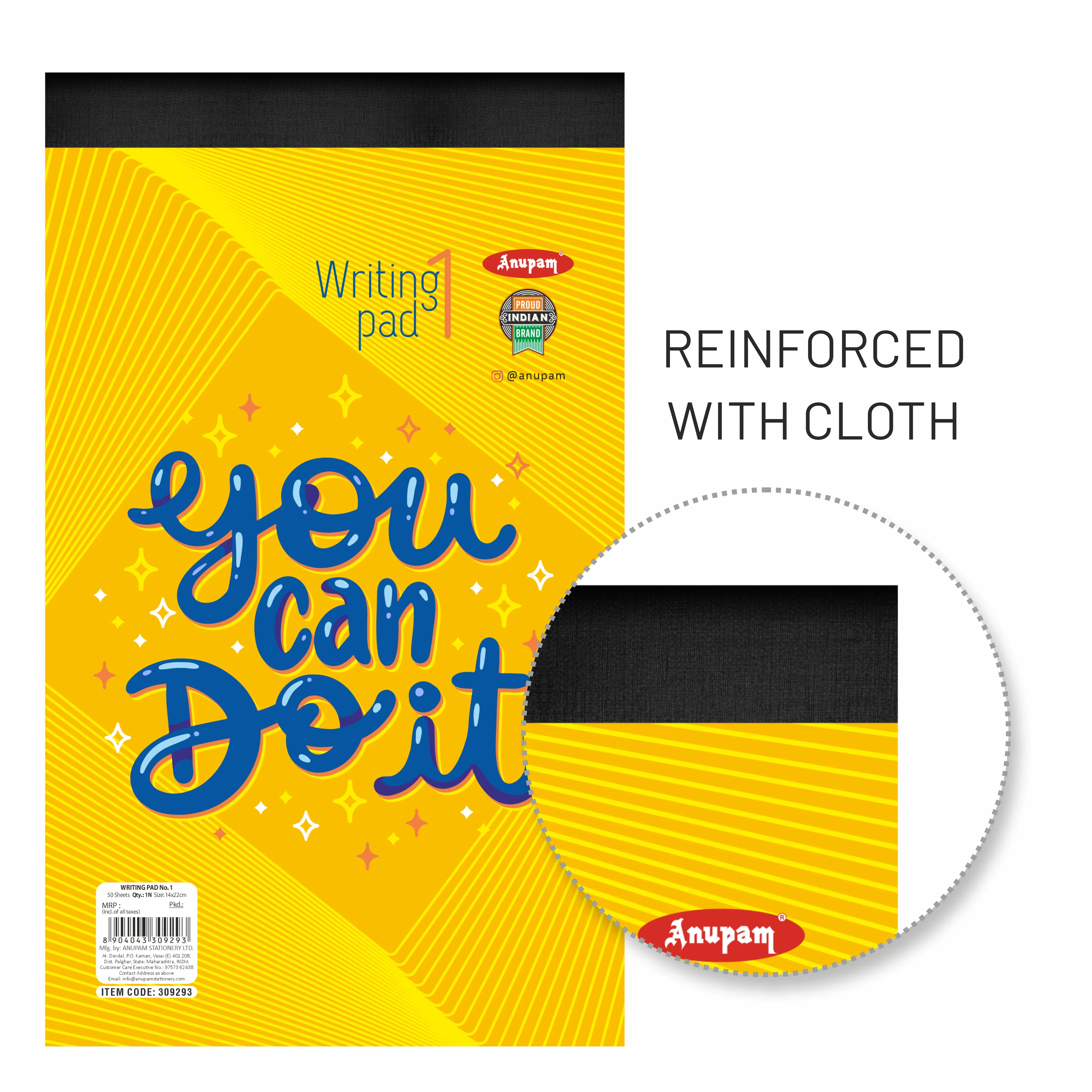 Anupam Writing Pad – Wide Ruled Lined Paper-80 GSM-Micro Perforated with Durable Cardboard Backing for School-College- Office - Image 7