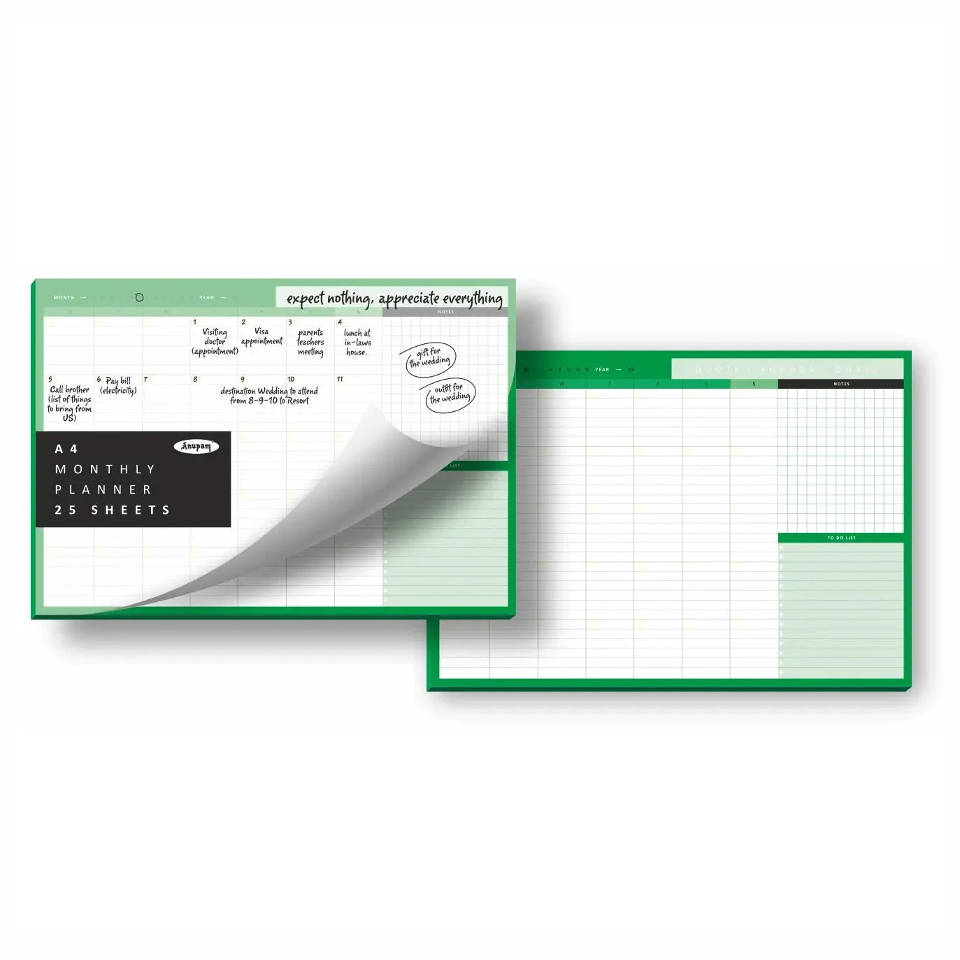 Anupam Monthly Planning Pad Desk Planner Notepad - A4 - (25 Sheets) - Image 3