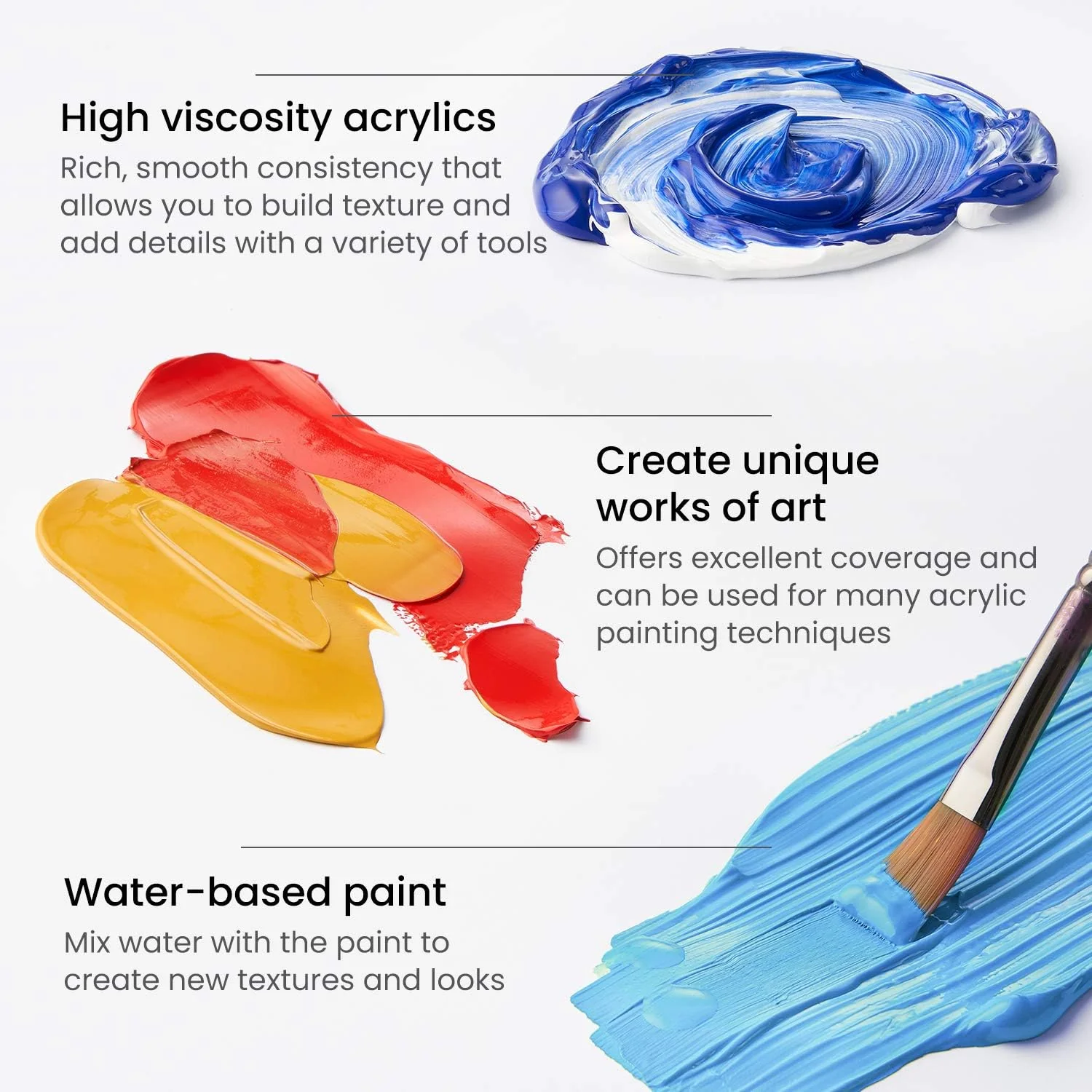 ARTEZA Acrylic Paint Set of 24 Tubes (0.74 oz, 22 ml) Non Toxic Acrylic Artist Paints - Image 6