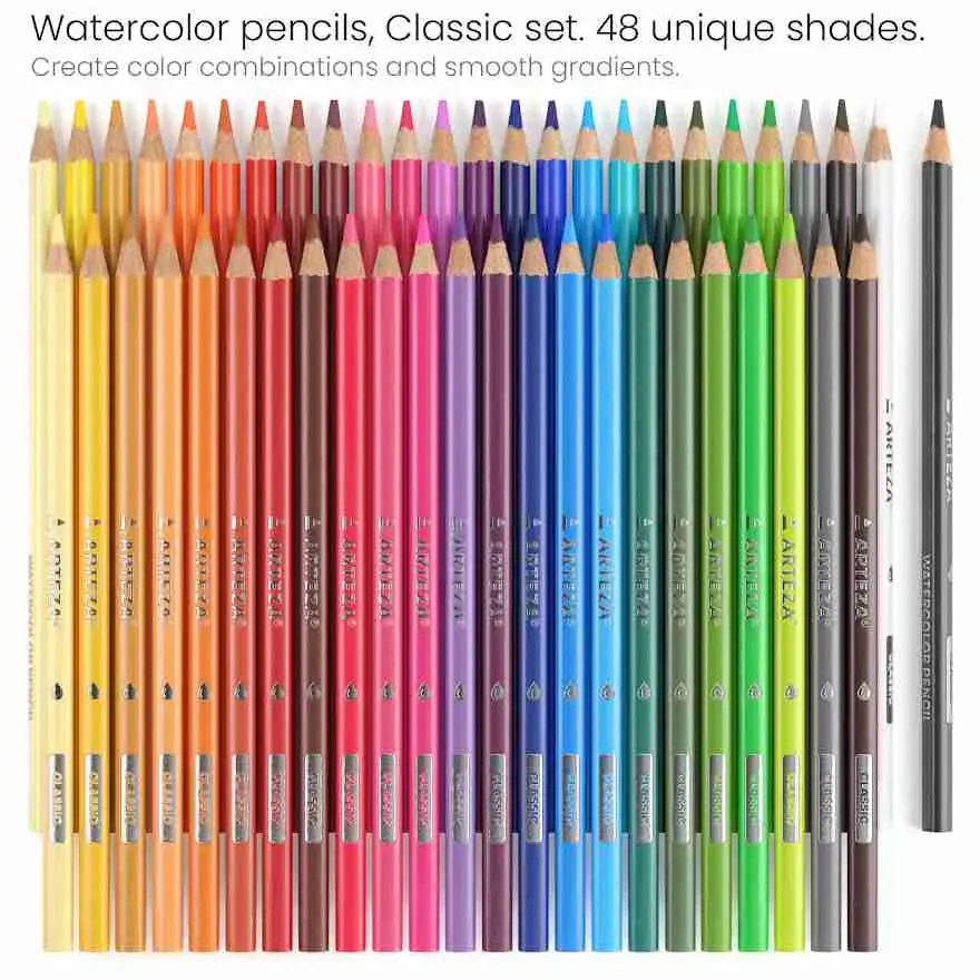 ARTEZA Classic Watercolour Coloured Pencils Set of 48 - Image 4