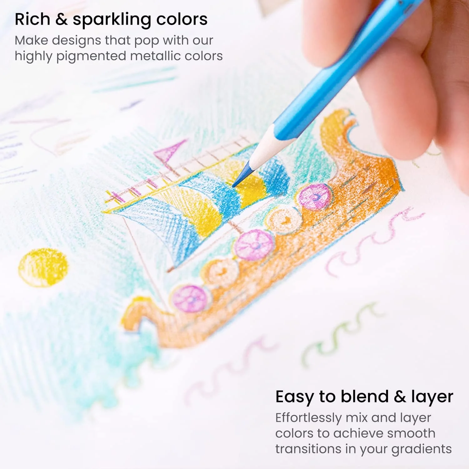 ARTEZA Colored Pencils Sets Of 50 Triangular Grip, Pre-Sharpened Pencils Set - Image 7
