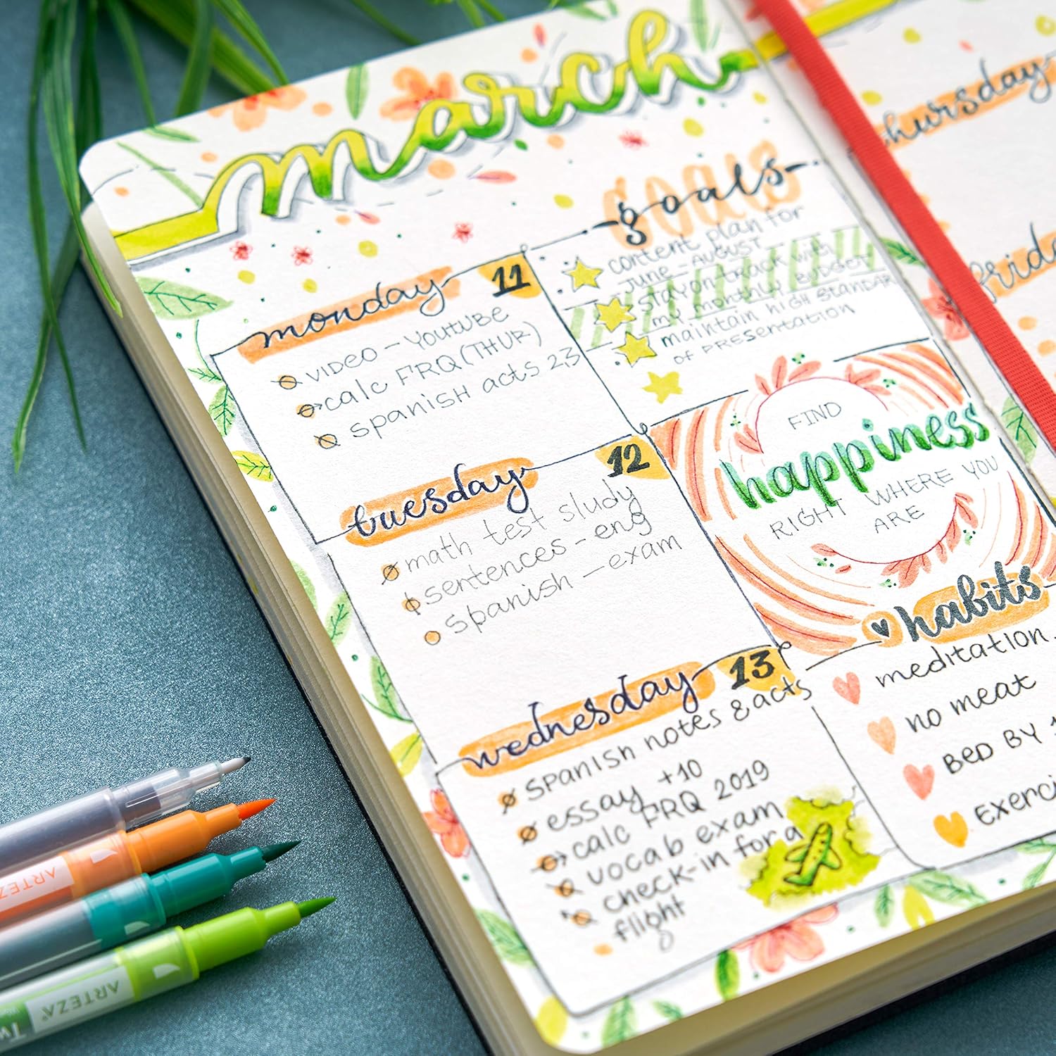 Arteza Dual Tip Brush Markers Set o 48 , Art Markers with Fine and Brush Tips, Dual Tip Pens - Image 5