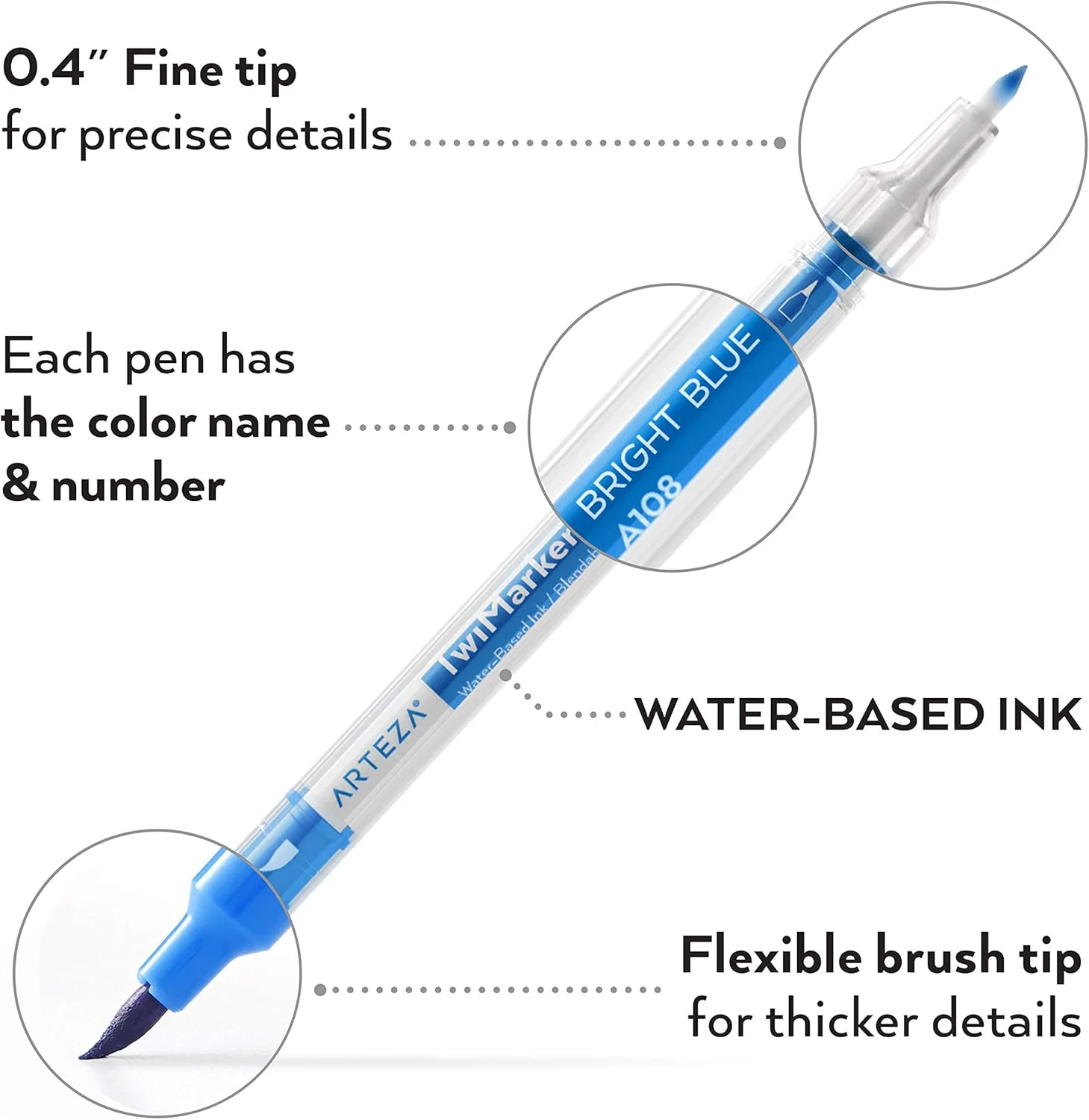 Arteza Dual Tip Brush Markers Set o 48 , Art Markers with Fine and Brush Tips, Dual Tip Pens - Image 7