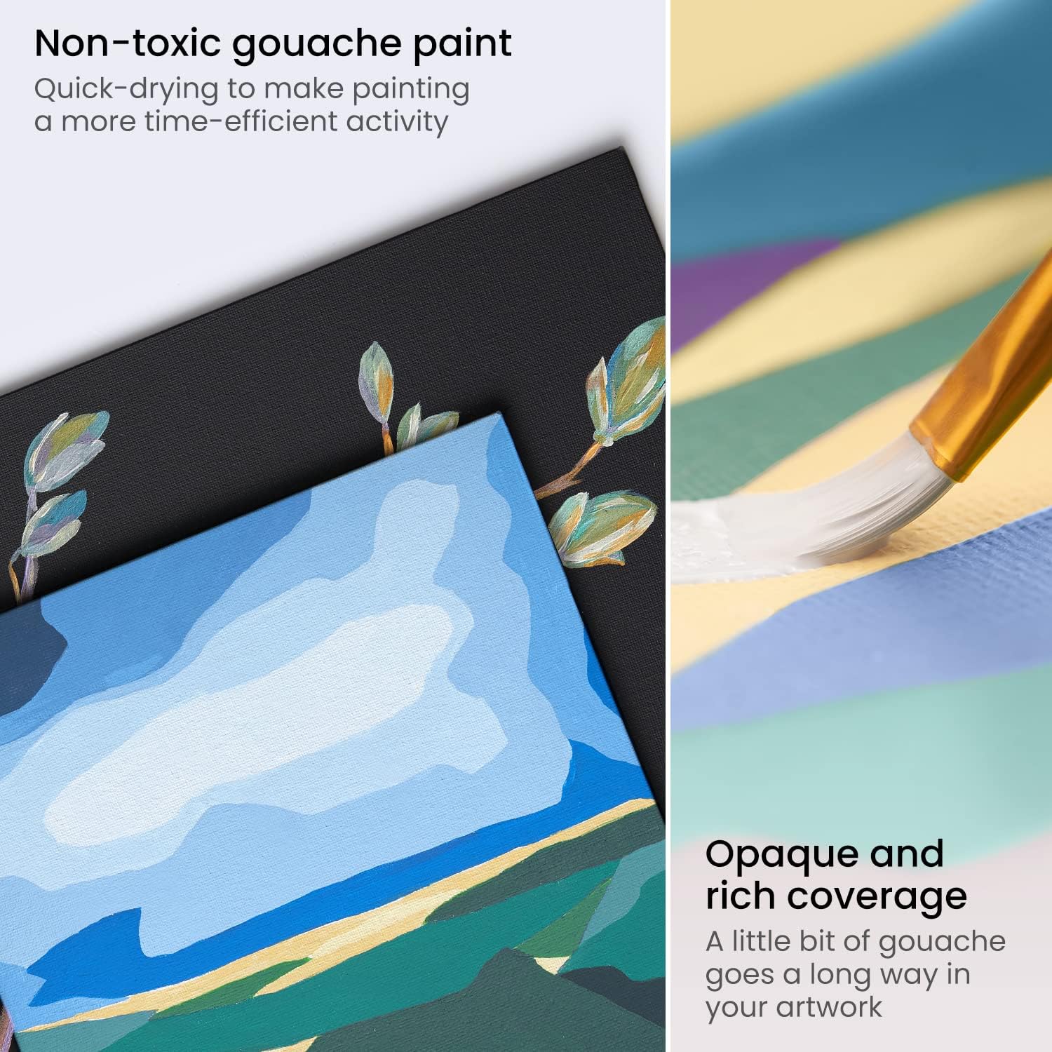 ARTEZA Gouache Paint, Set of 12, Sea Tones, 0.4 US fl oz Gouache Paint Tubes, Opaque Gouache Set - Image 4