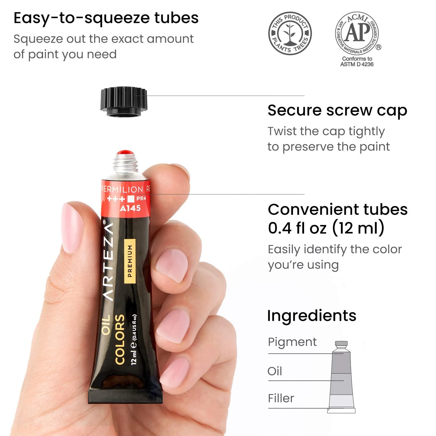 ARTEZA Oil Paint, Set of 24 Colors/Tubes (24x12ml/0.4oz) with Storage Box, Rich Pigments, Vibrant, Non Toxic Paints - Image 2