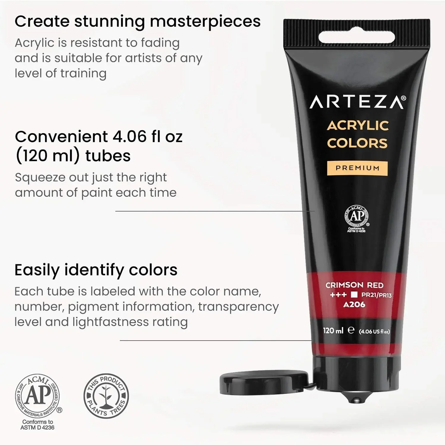Arteza Premium Acrylic Paint Assorted Colours Set with Storage Box - Image 9
