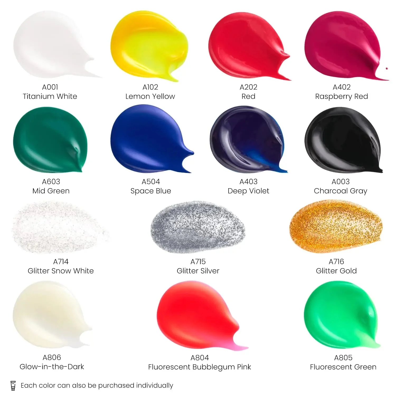 ARTEZA Premium Fabric Paint Set of 14 - 60ml (Vibrant Colors) - Image 3