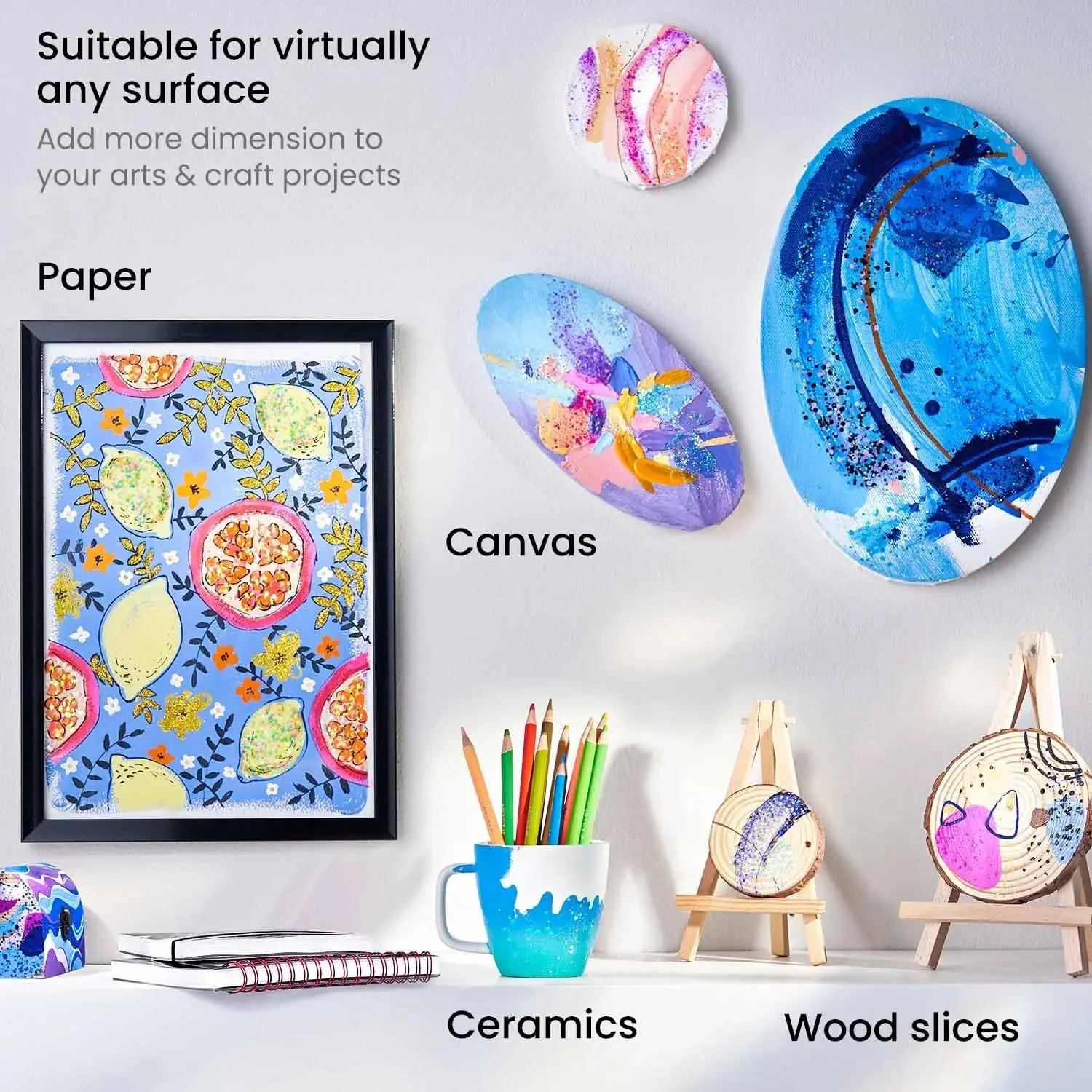 ARTEZA Premium Glitter Acrylic Paint Set of 14 - 60ml (Iridescent Colors Set) - Image 3