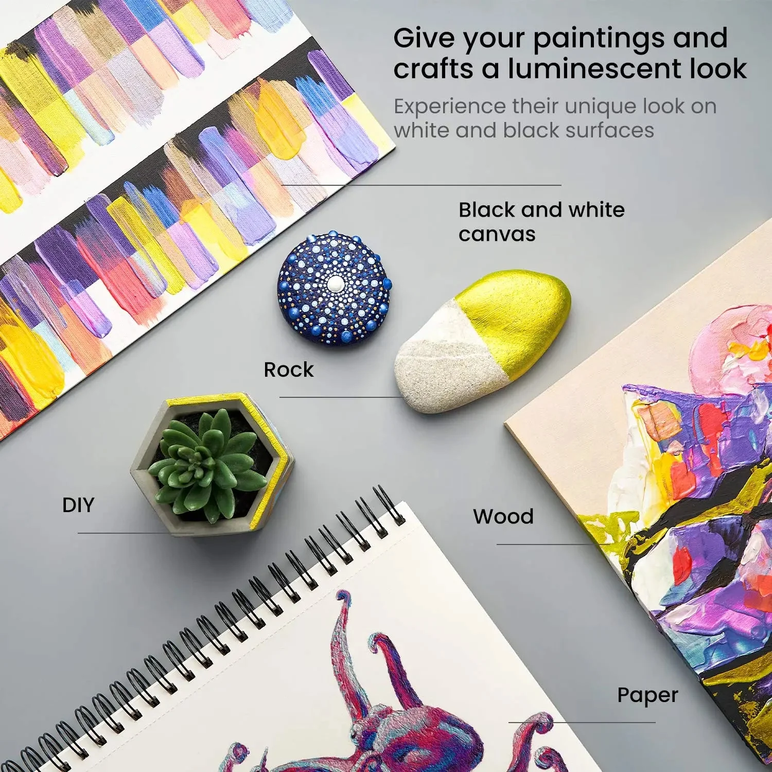 ARTEZA Premium Iridescent Acrylic Paint Set of 10 x 60ml - Image 5