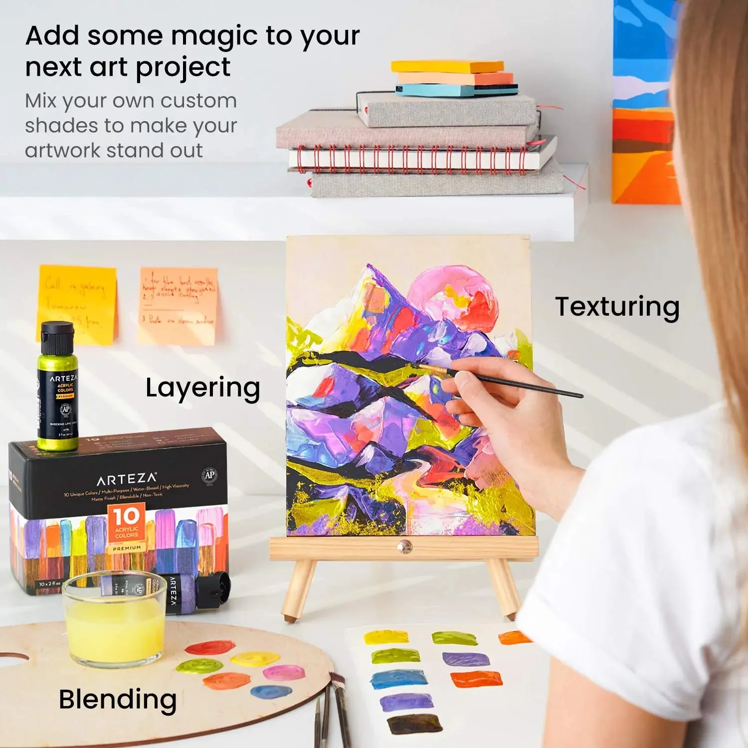 ARTEZA Premium Iridescent Acrylic Paint Set of 10 x 60ml - Image 8