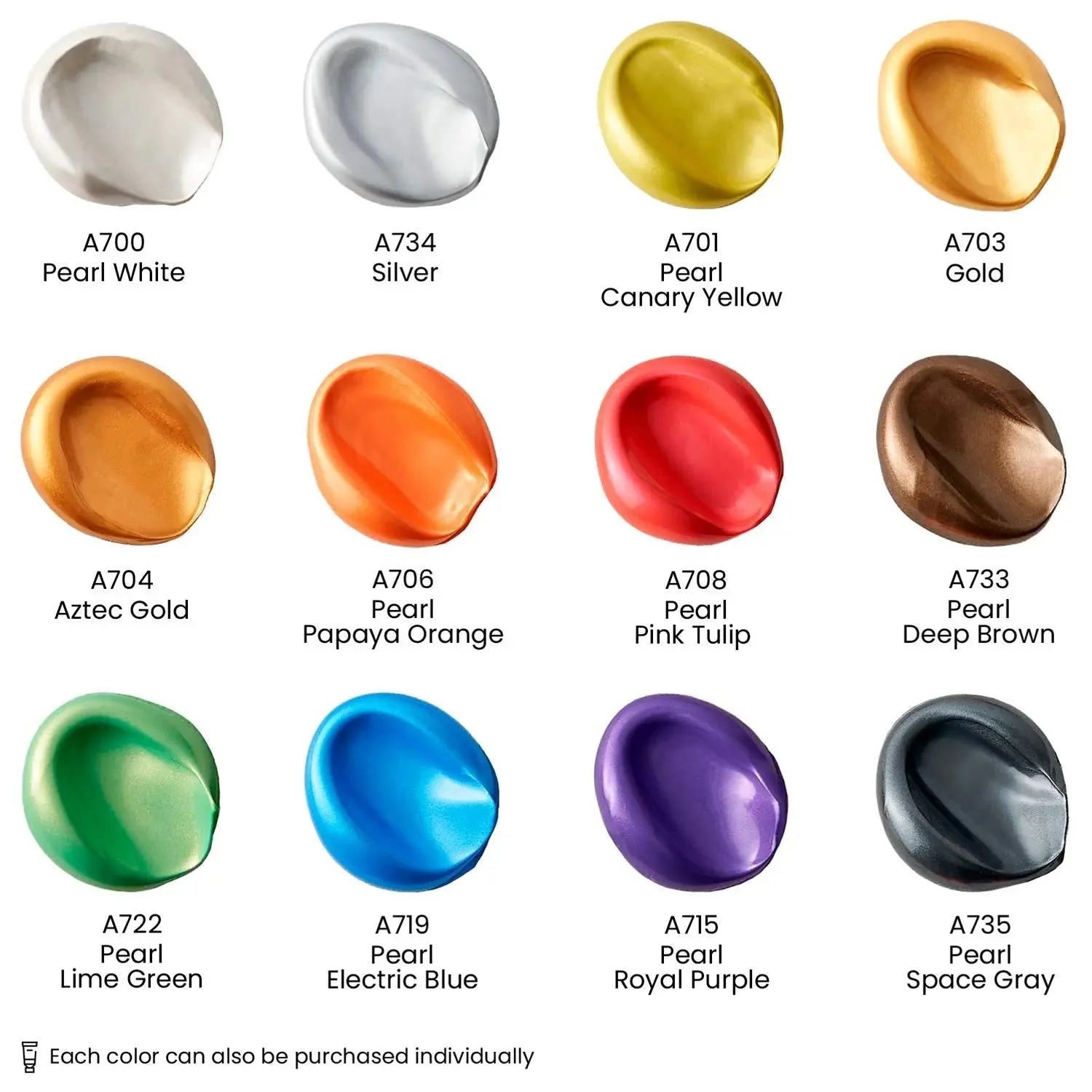 ARTEZA  Premium Metallic Acrylic Colours Set - 22ml - Image 3