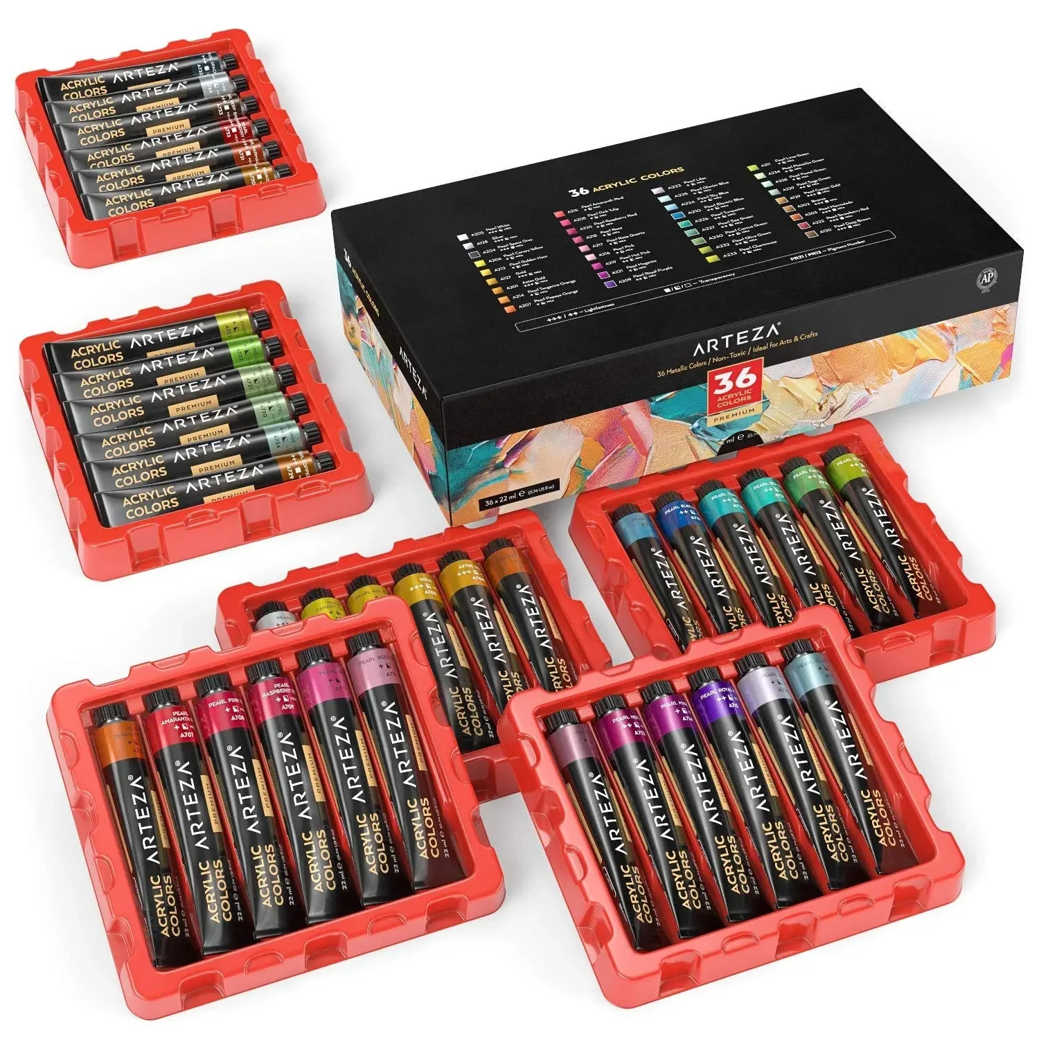 ARTEZA  Premium Metallic Acrylic Colours Set - 22ml - Image 6