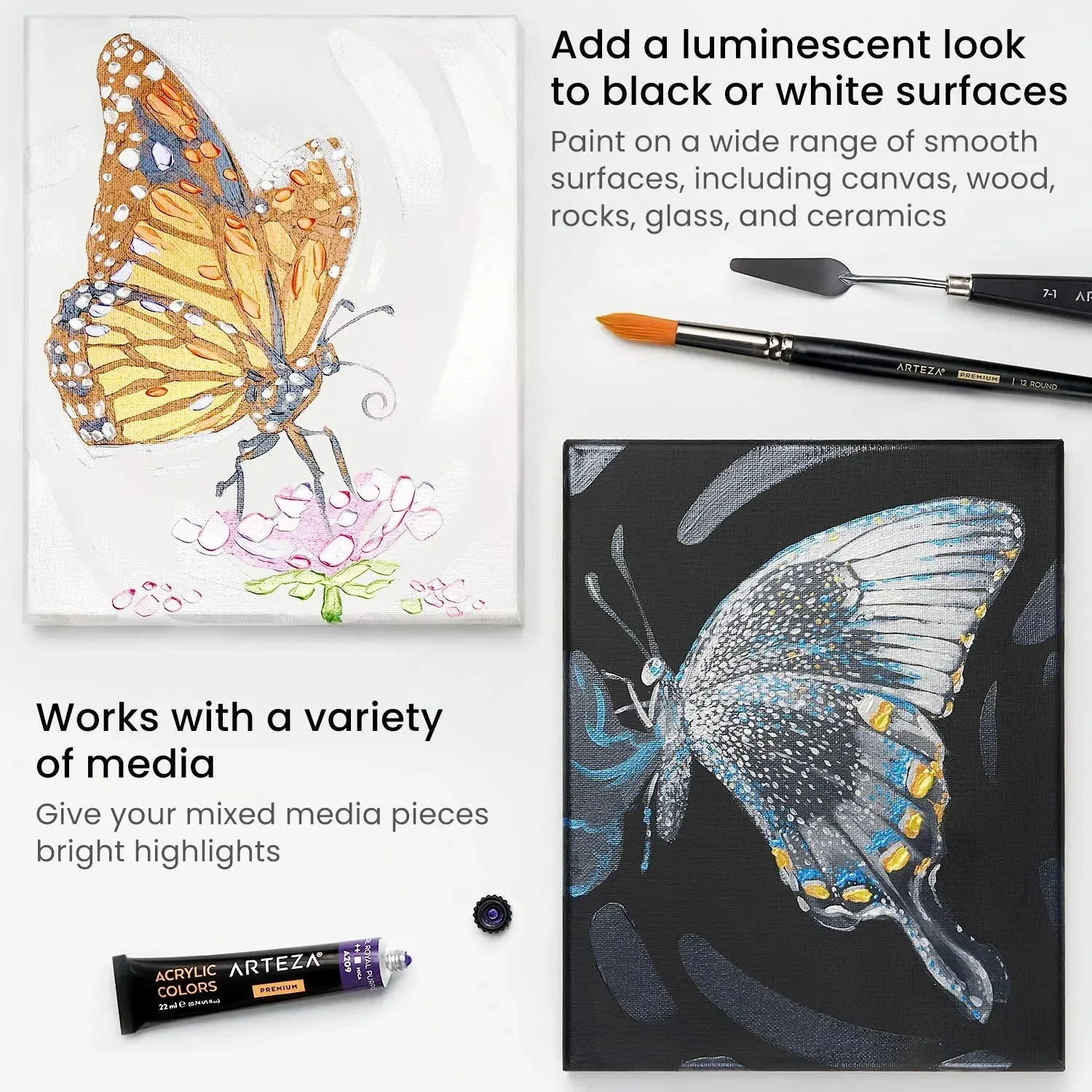 ARTEZA  Premium Metallic Acrylic Colours Set - 22ml - Image 9