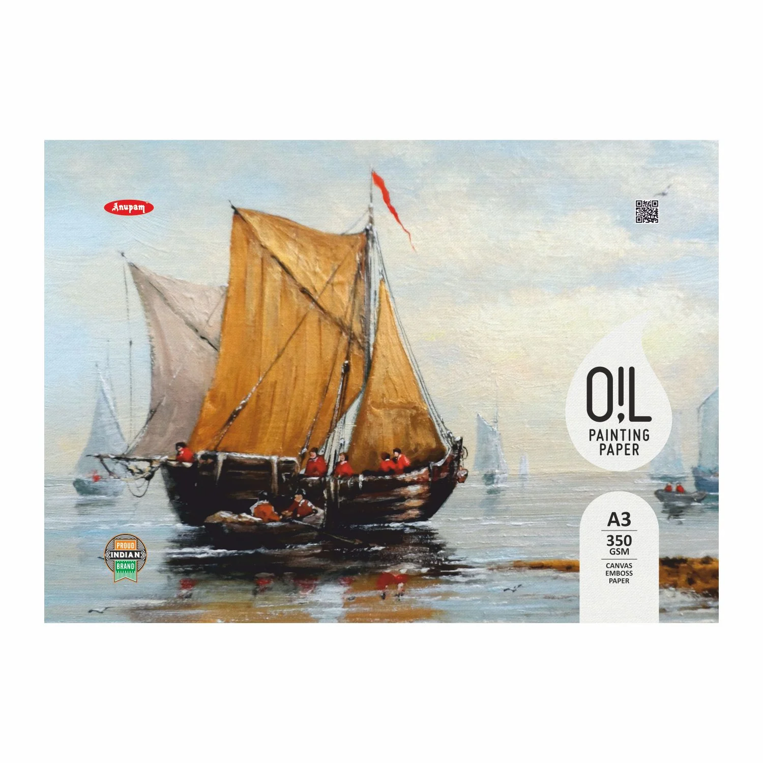 Anupam Oil Painting Pad-Acid-Free-Elemental Linen emboss paper-One Side Glued Pad-250 GSM-(12 sheets) - Image 4