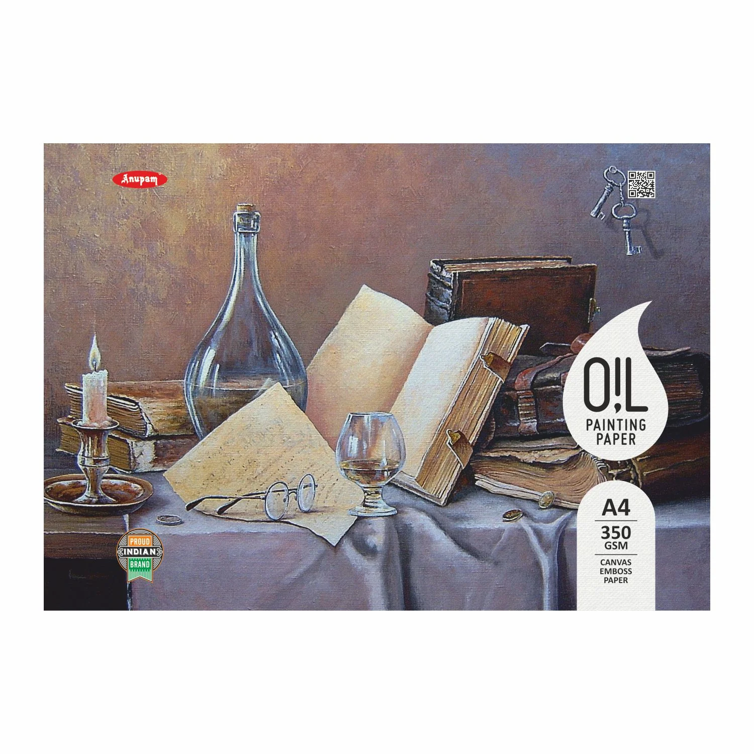 Anupam Oil Painting Pad-Acid-Free-Elemental Linen emboss paper-One Side Glued Pad-250 GSM-(12 sheets) - Image 5