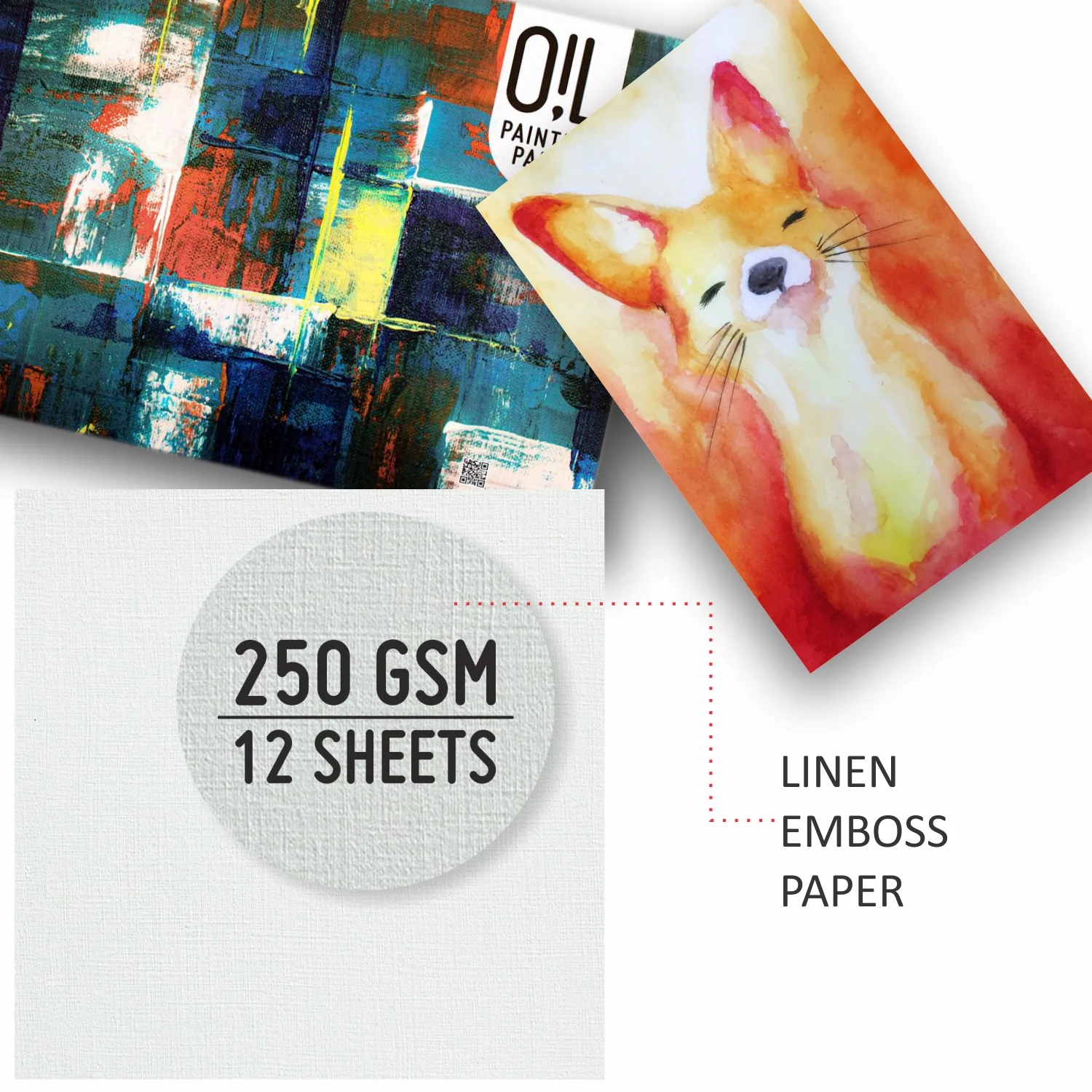 Anupam Oil Painting Pad-Acid-Free-Elemental Linen emboss paper-One Side Glued Pad-250 GSM-(12 sheets) - Image 8