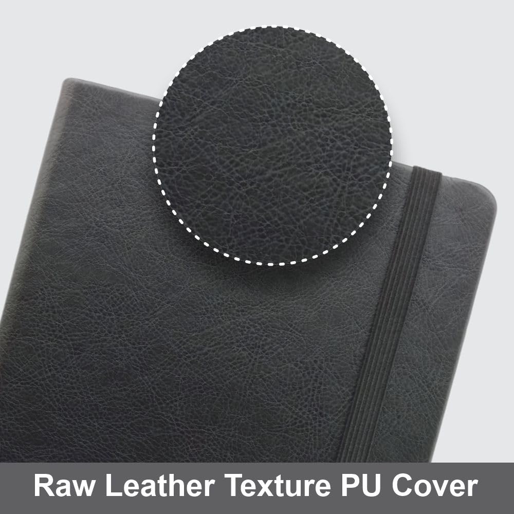 Anupam Primo A5 Ruled Journal Notebook 192 Pages 80Gsm Lined Notebook Raw Leather PU Cover - Image 3