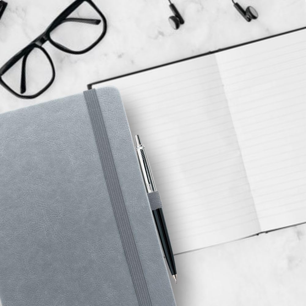 Anupam Primo A5 Ruled Journal Notebook 192 Pages 80Gsm Lined Notebook Raw Leather PU Cover - Image 6